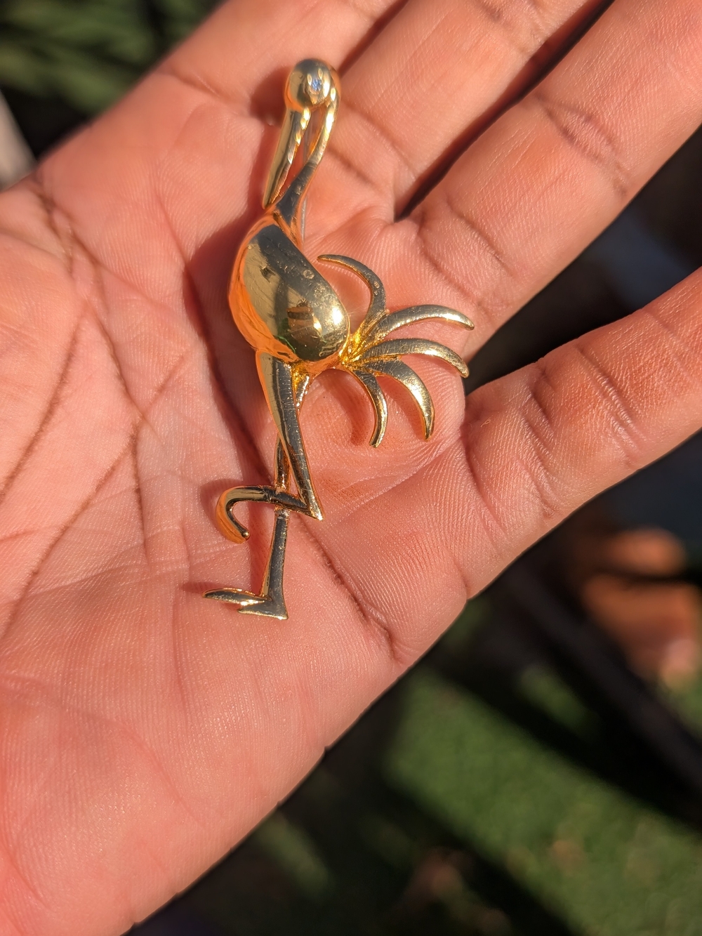 Gold Flamingo Pendant Necklace Charm - Women Jewelry